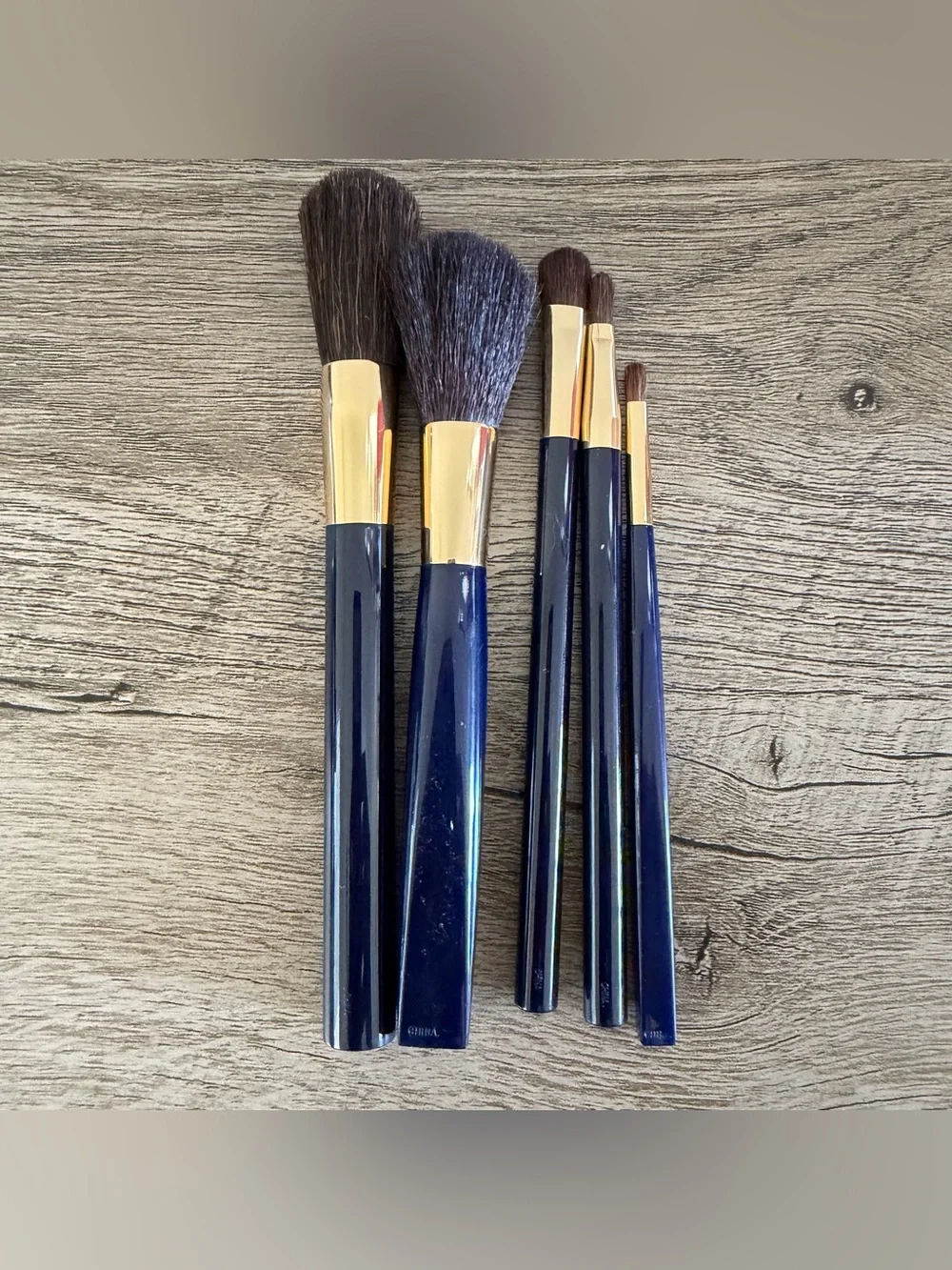 Estee Lauder 5 Pcs MakeUp Brush Set Powder Blush EyeShadow Lip Brush Blue Handle